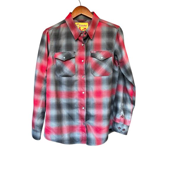 NWOT DIXXON Womens Black Grey Red The Blazer Pearl Snap Flannel Shirt Jacket - L - Picture 2 of 8